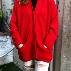 Red vintage oversized knit sweater by Karen Scott